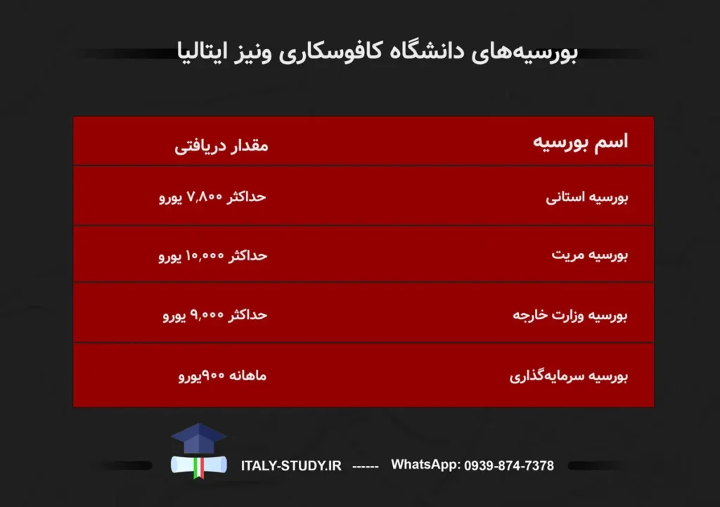 بورسیه های دانشگاه ونیز